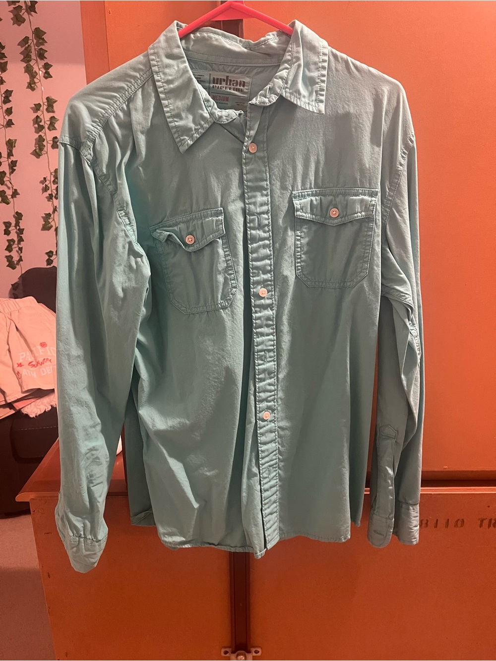 urban pipeline Men's Aqua Button-Front Shirt
